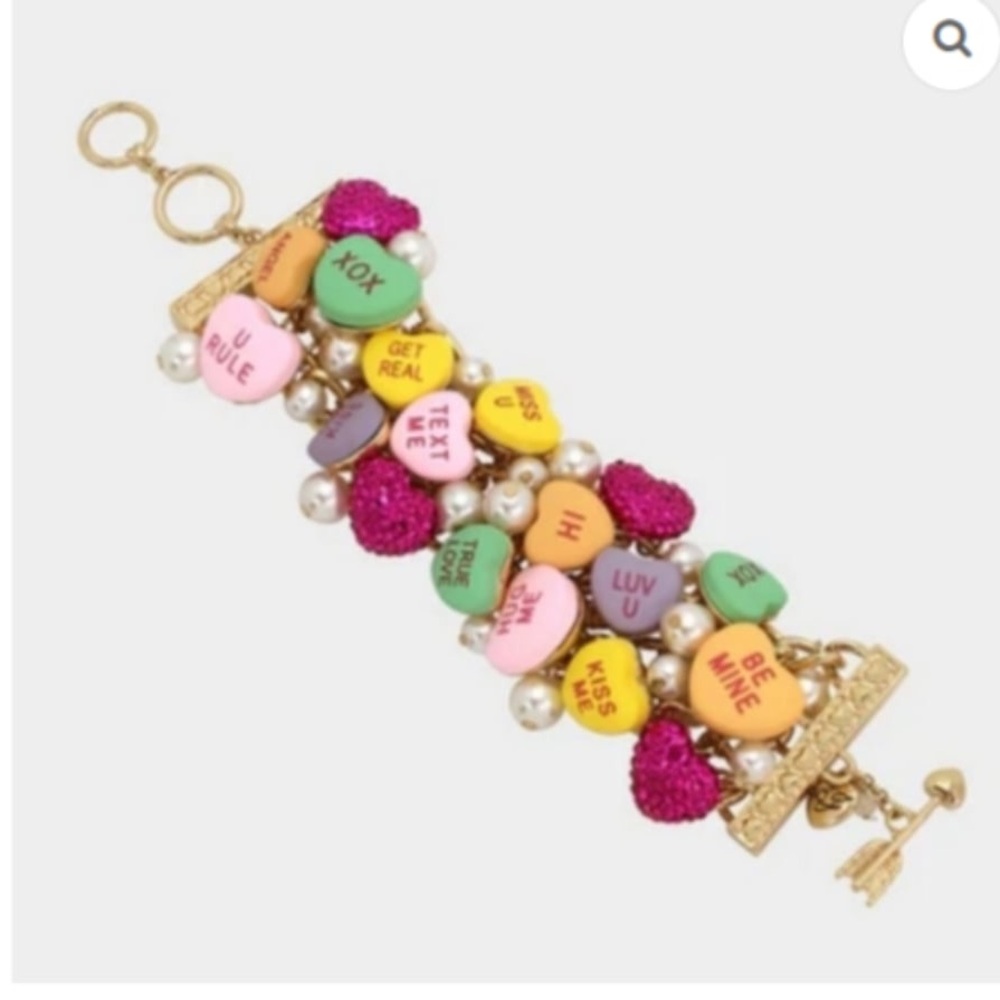 Betsey Johnson Think Pink Sweetheart Conversation Heart Toggle Bracelet - Picture 4 of 4
